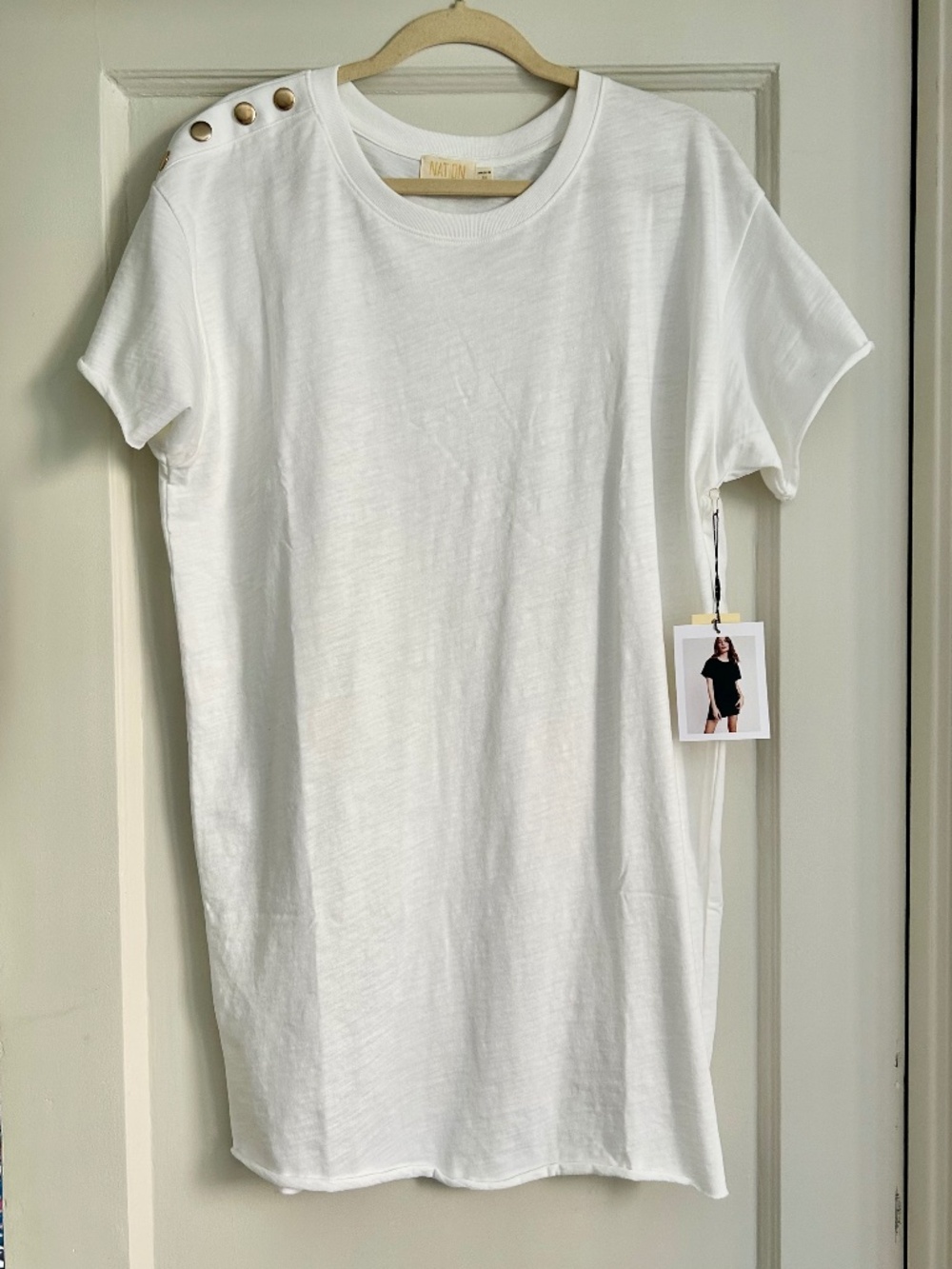 Nation Los Angeles Rowan T-Shirt Dress- White - M